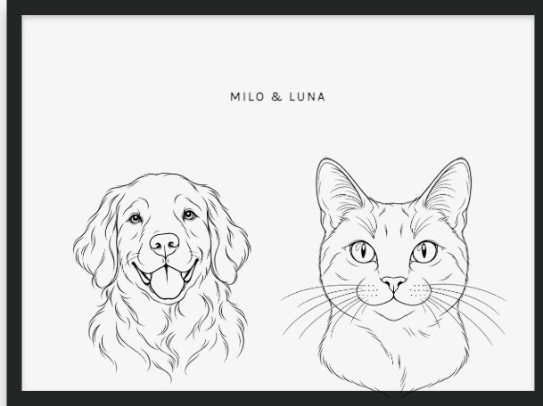 Original illustrative line drawing portrait. DEMO shopping test.
